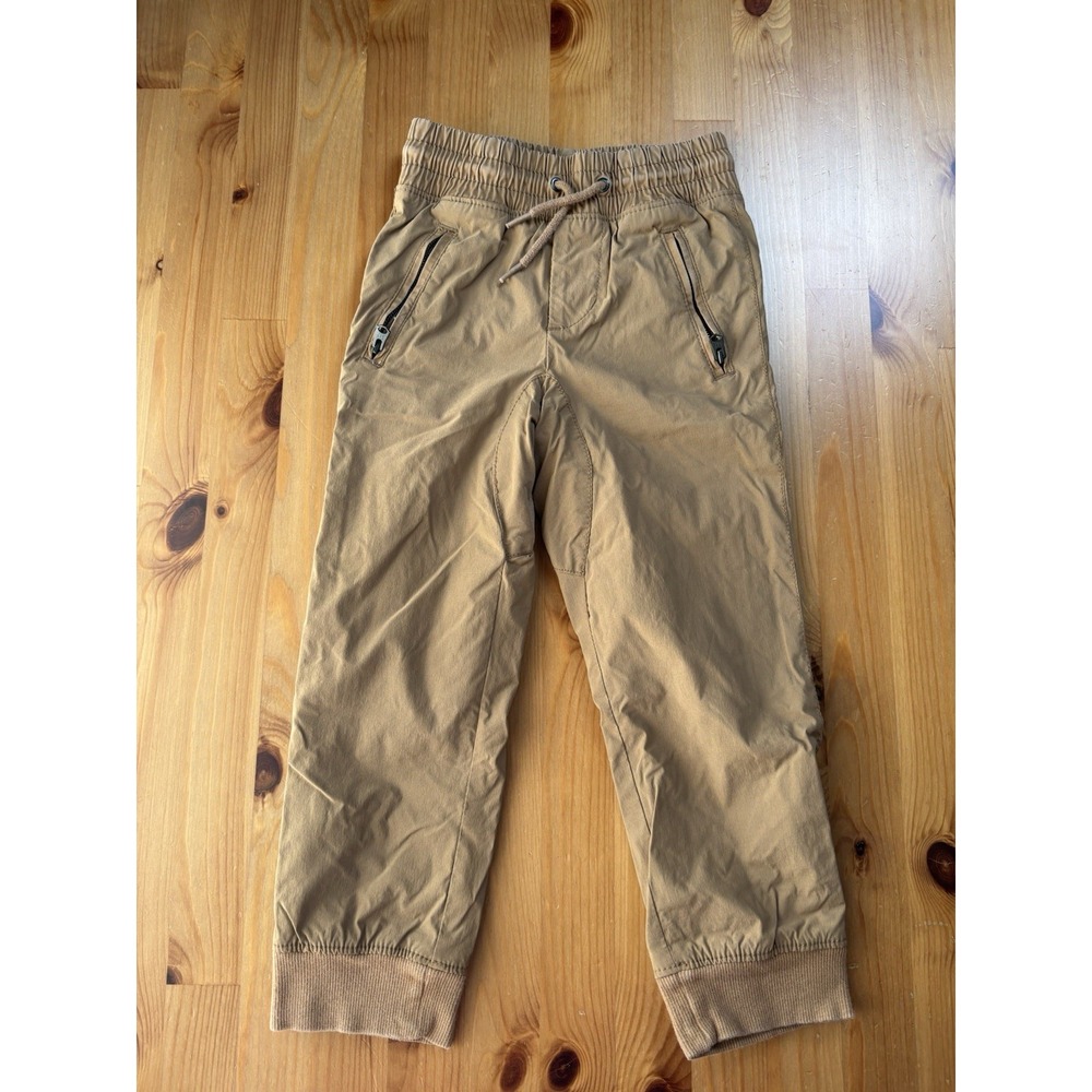 Baby GAP Tan Lined Jogger Pants Zip Pockets Size 5‎